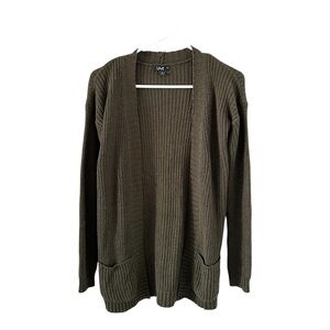 Love Olive Green Knit Open-Front Cardigan Size Small